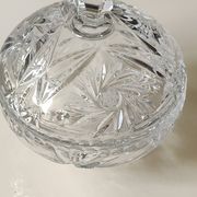 Bohemian cut crystal candy dish. Sophisticated star motifs.