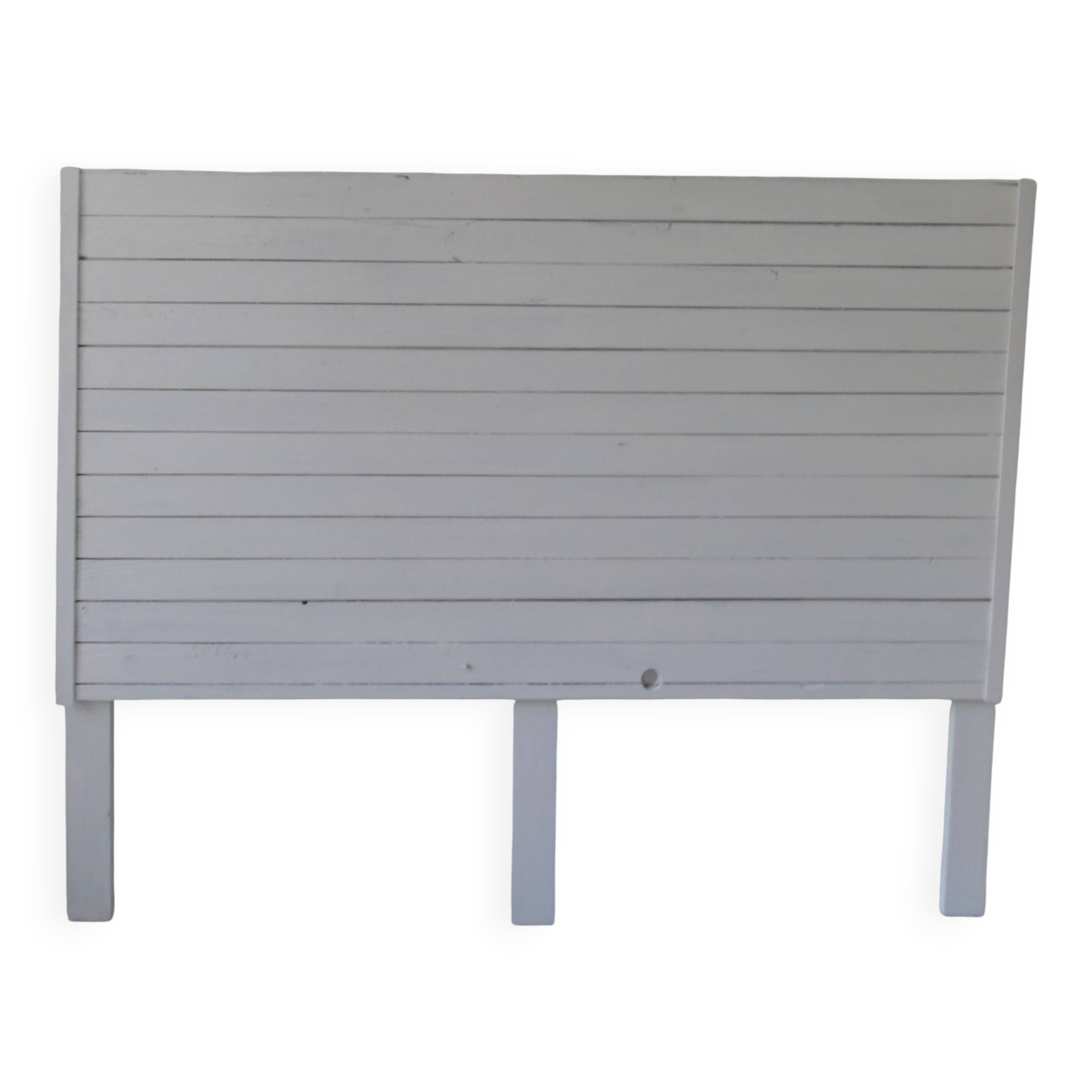 Headboard of 160 made with aged wood in pearl grey patina.