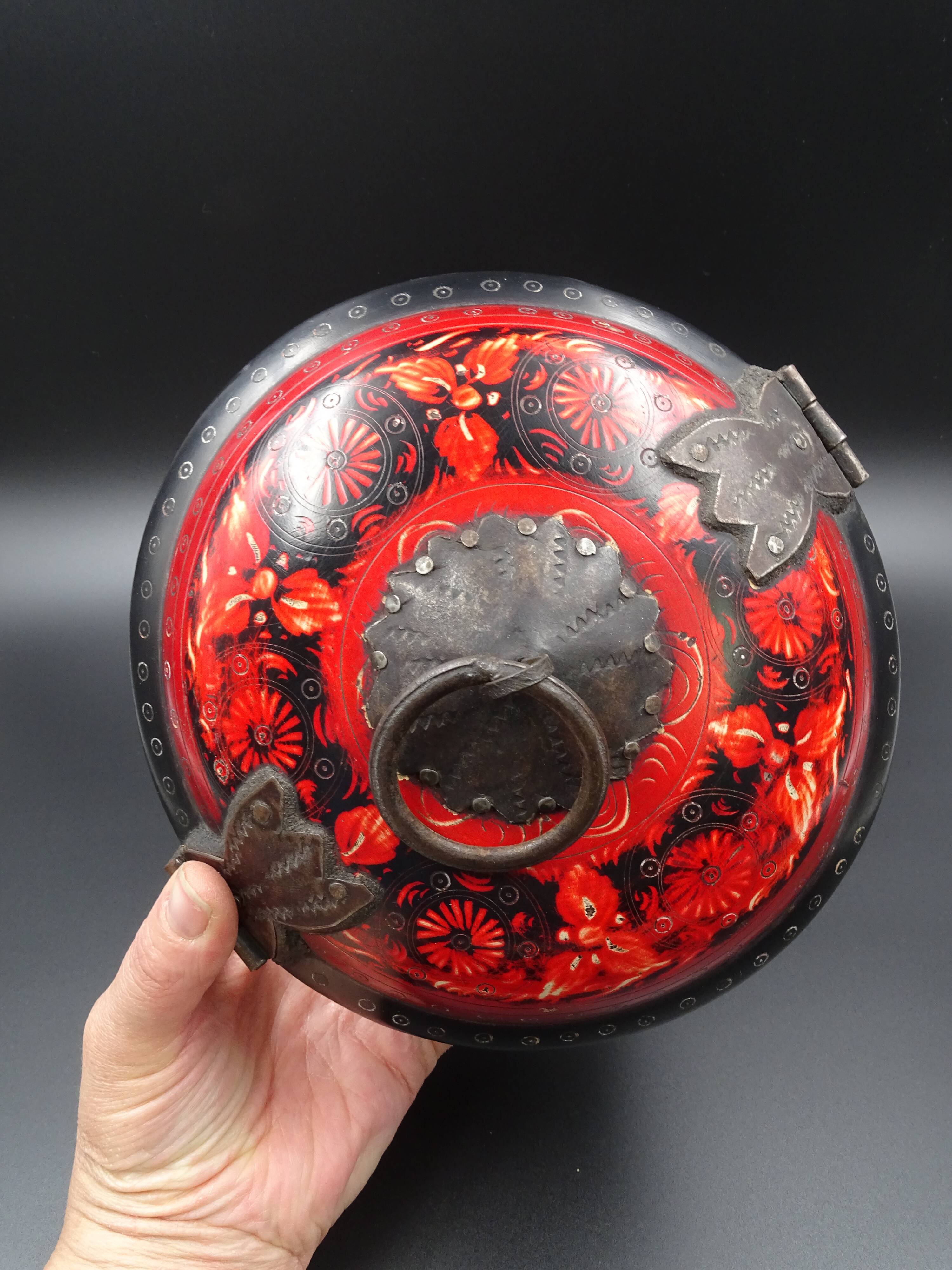 Wooden chapati box and fittings from India