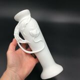 Vase in biscuit white slurry poppy flower art nouveau