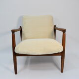 Fauteuil vintage entièrement restauré designer E.Homa, années 60, Cordon beige