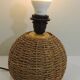 Vintage wicker and ceramic lamp – 1970s – Natural bohemian lamp