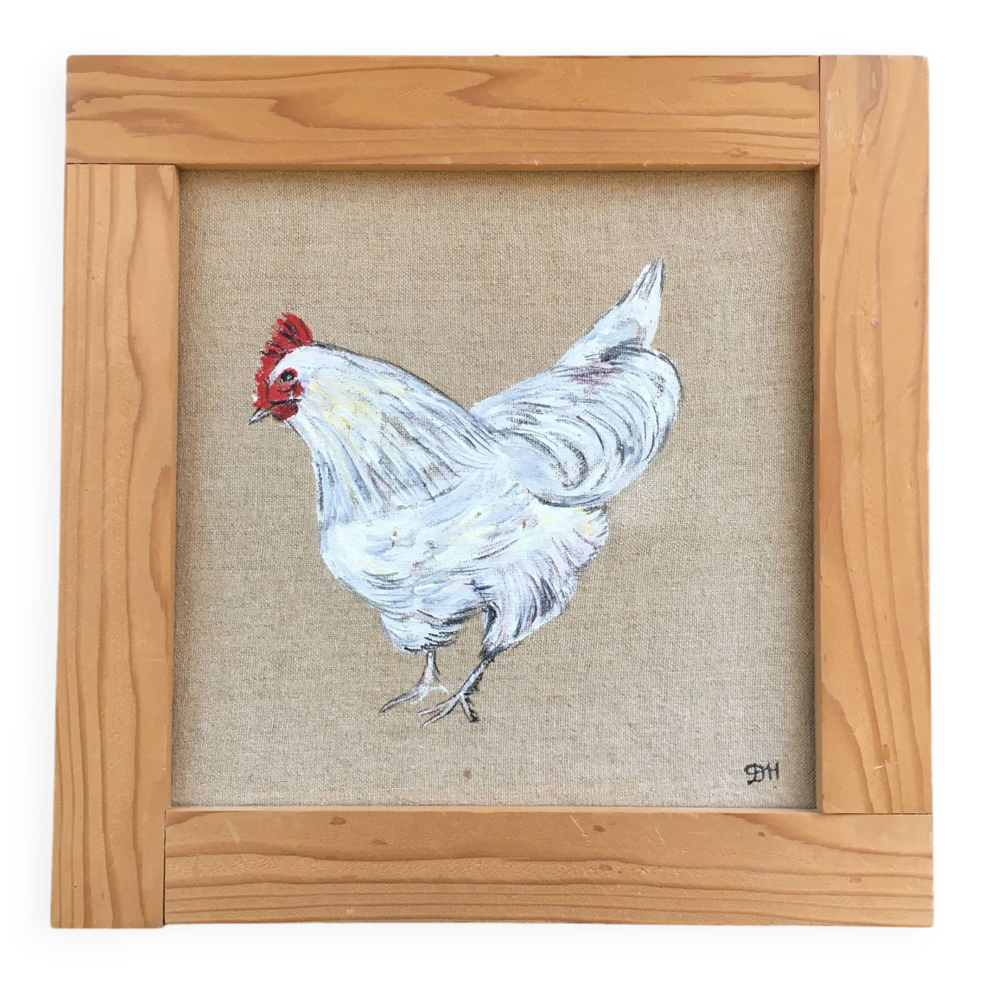 White hen painting
