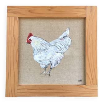 White hen painting