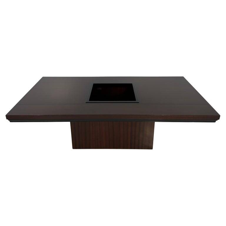 Italian Art Deco Bar Table in Mahogany and Ebonized Inlays, 1980s