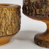 Set of two vacuum pockets made of ash wood turned