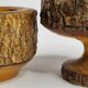 Set of two vacuum pockets made of ash wood turned