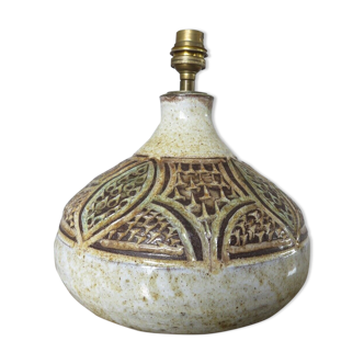 Pied de lampe en céramique à décor scarifié signée Giraud à Vallauris années 60