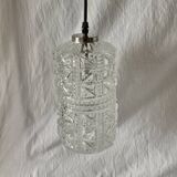 Suspension vintage en verre moulé