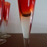 10 flutes a champagne vintage en verre rouge rubis