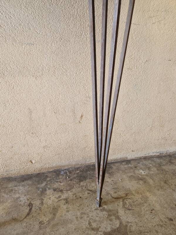 Half moon console - Wrought iron and green marble top - Design 1940