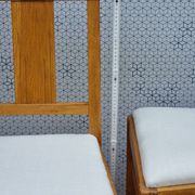 Set of 6 oak chairs, refurbished, Art Deco style, vintage, France