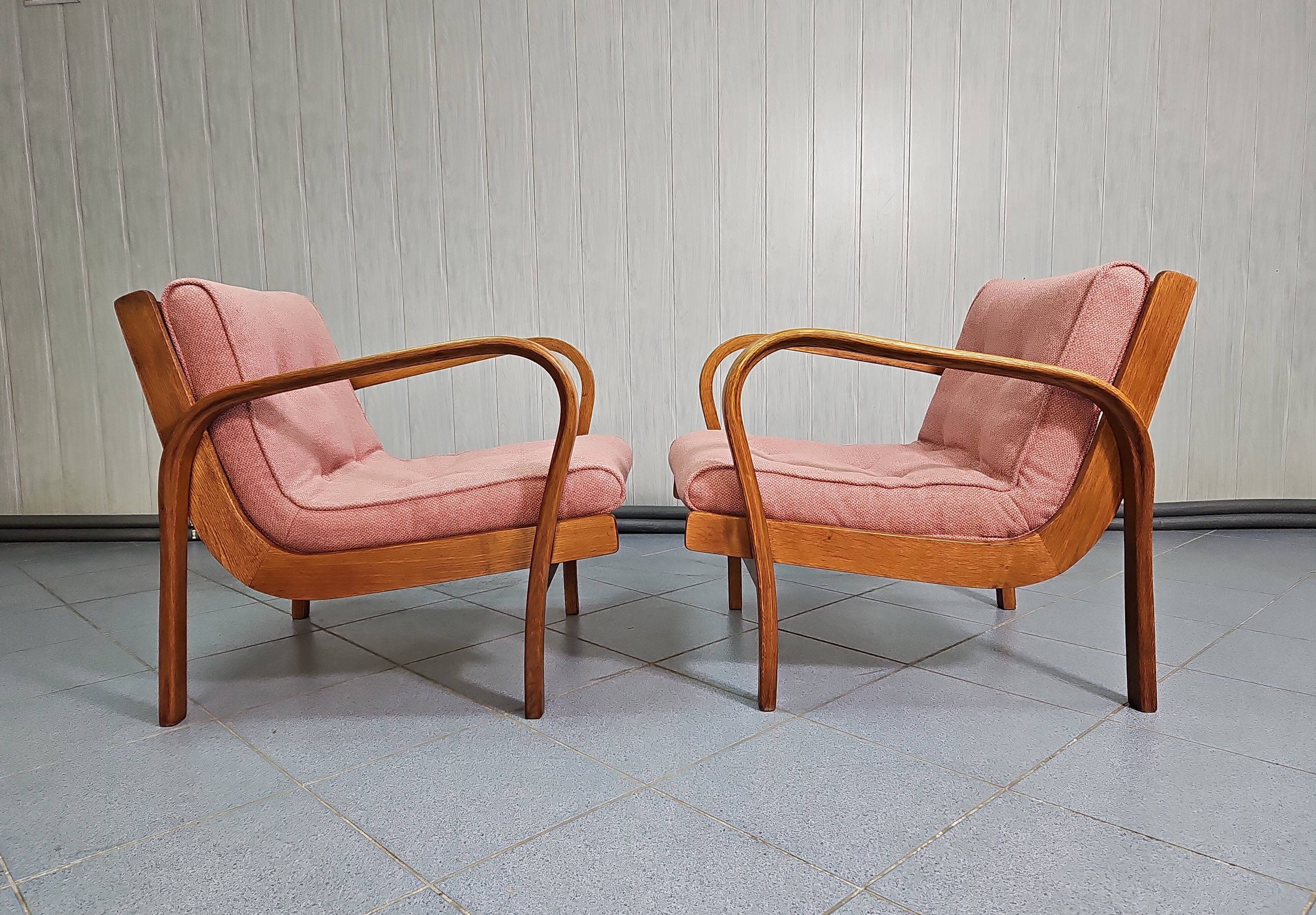 Pair of vintage armchairs by Kropacek and Kozelka, 1944