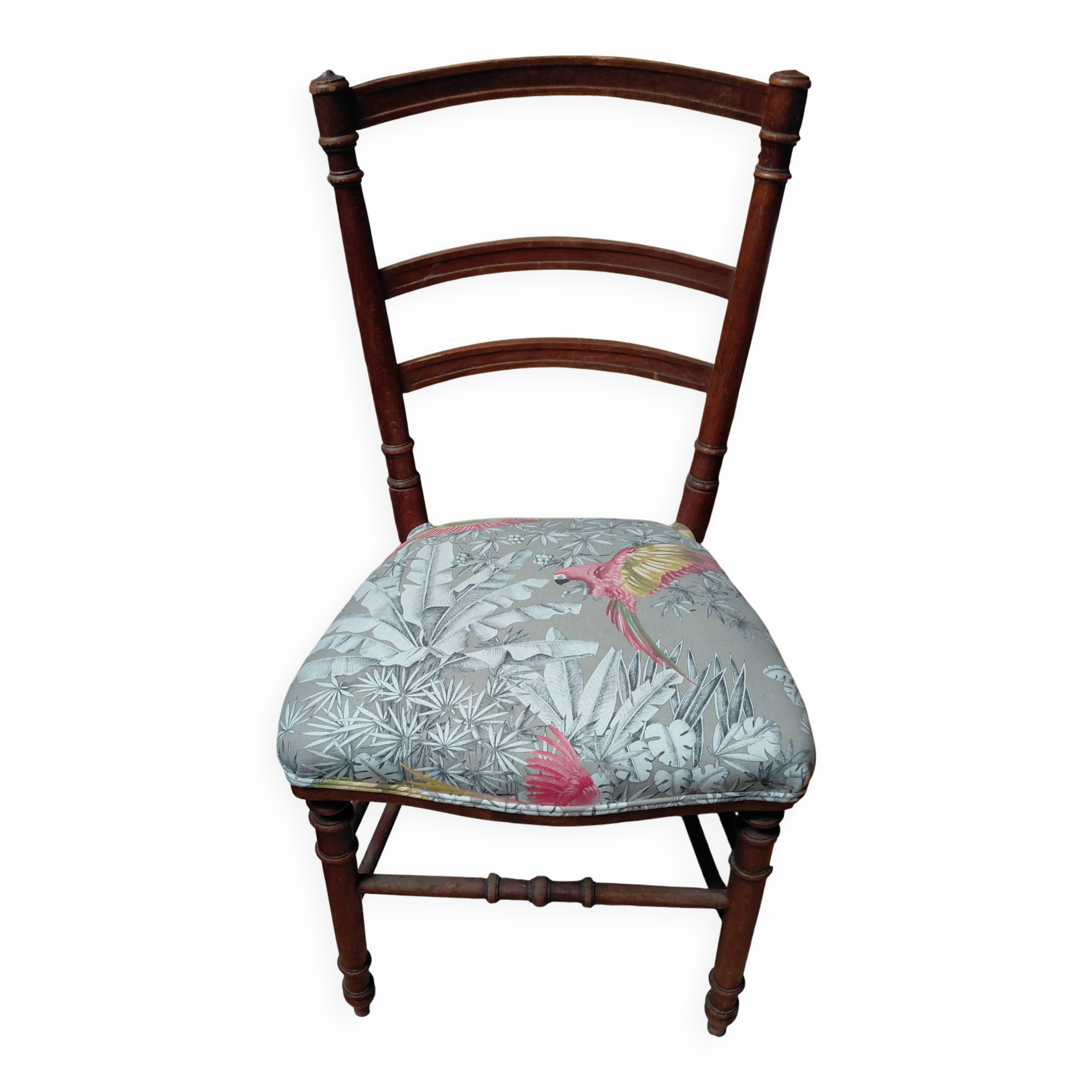 Antique parrot fabric chair