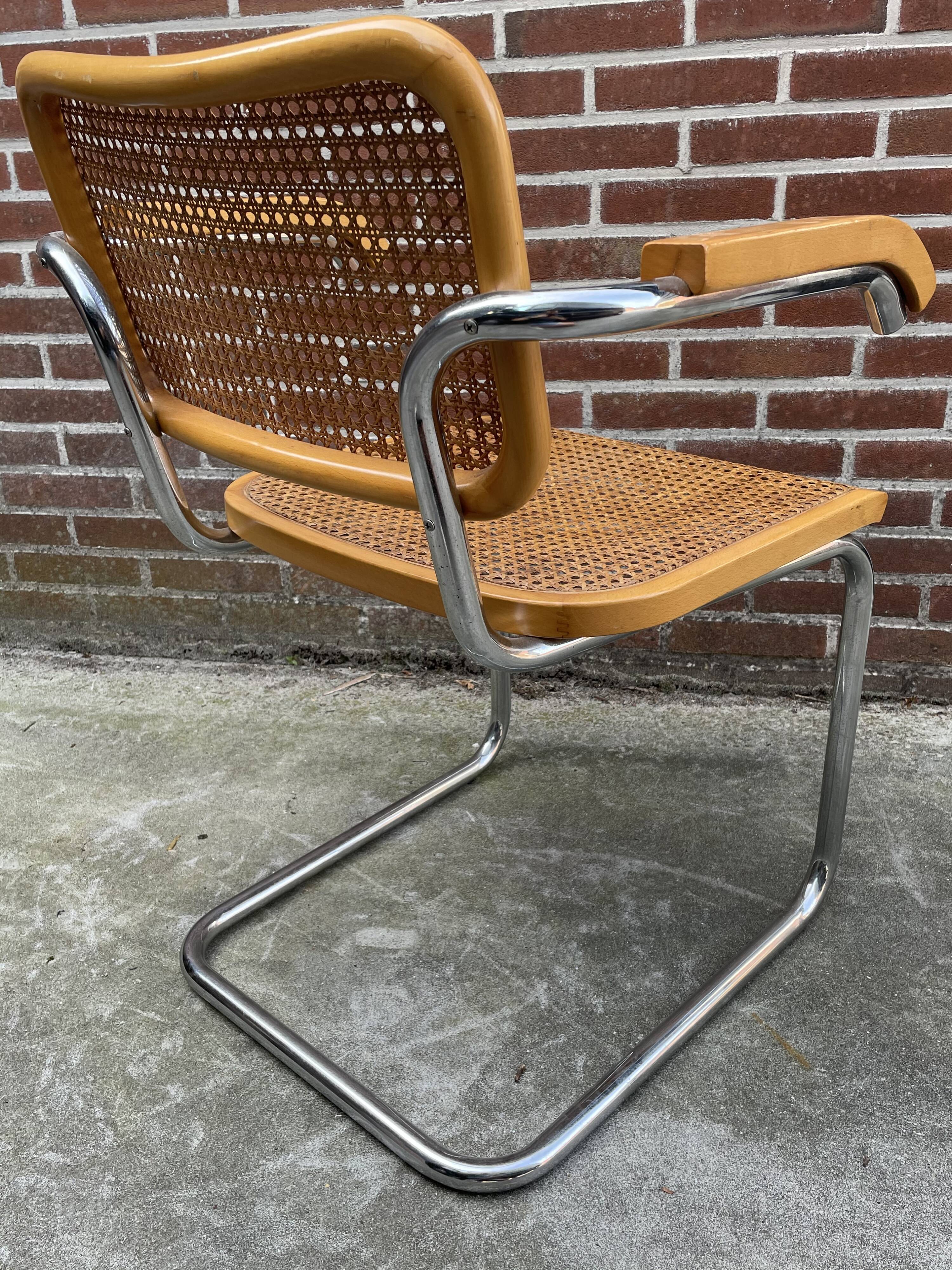 Chair model Cesca by Marcel Breuer with armrests B64