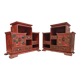 Antique bedside tables in lacquer with hand-painted decorations.