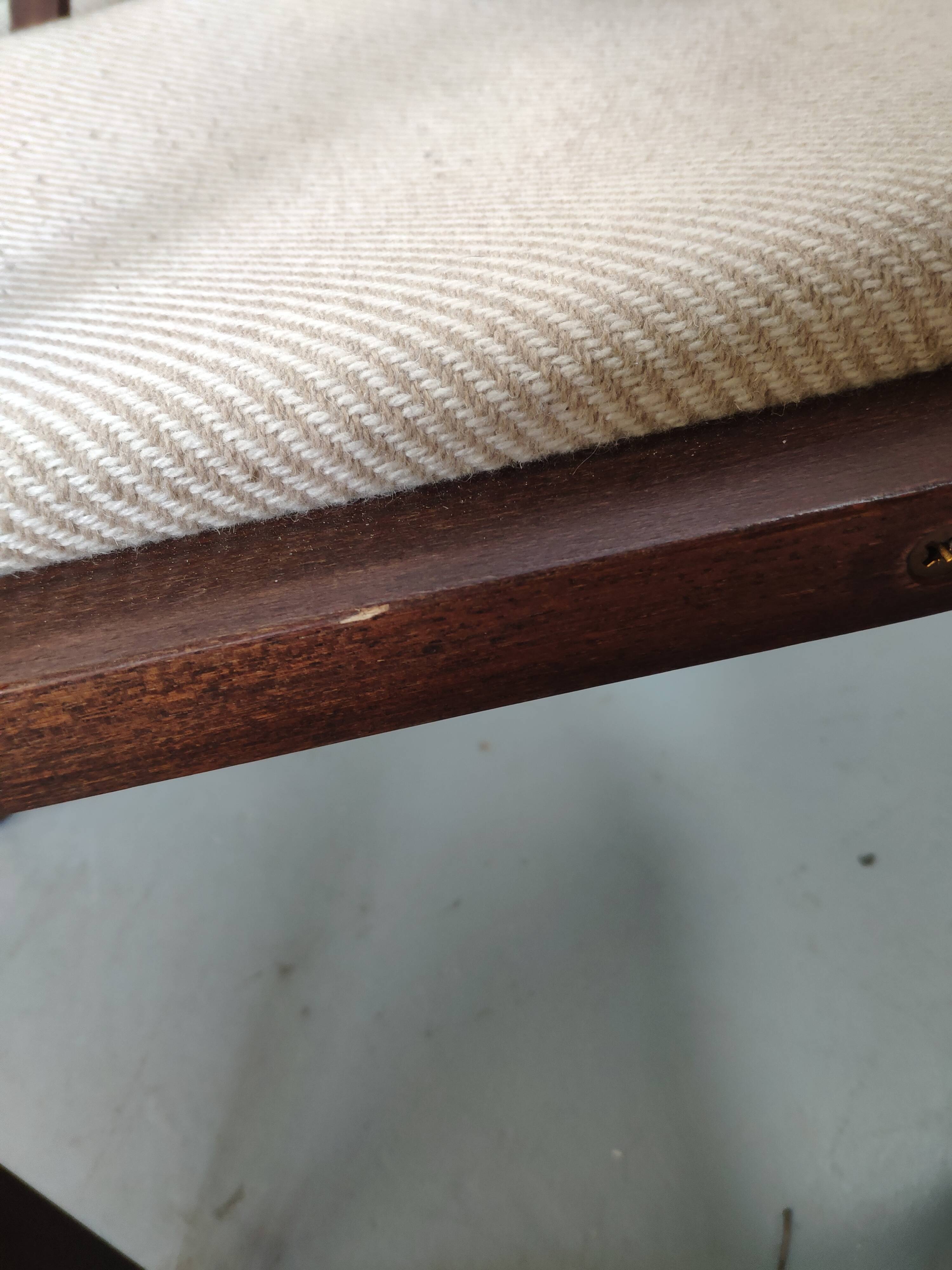 4 wooden and fabric chairs