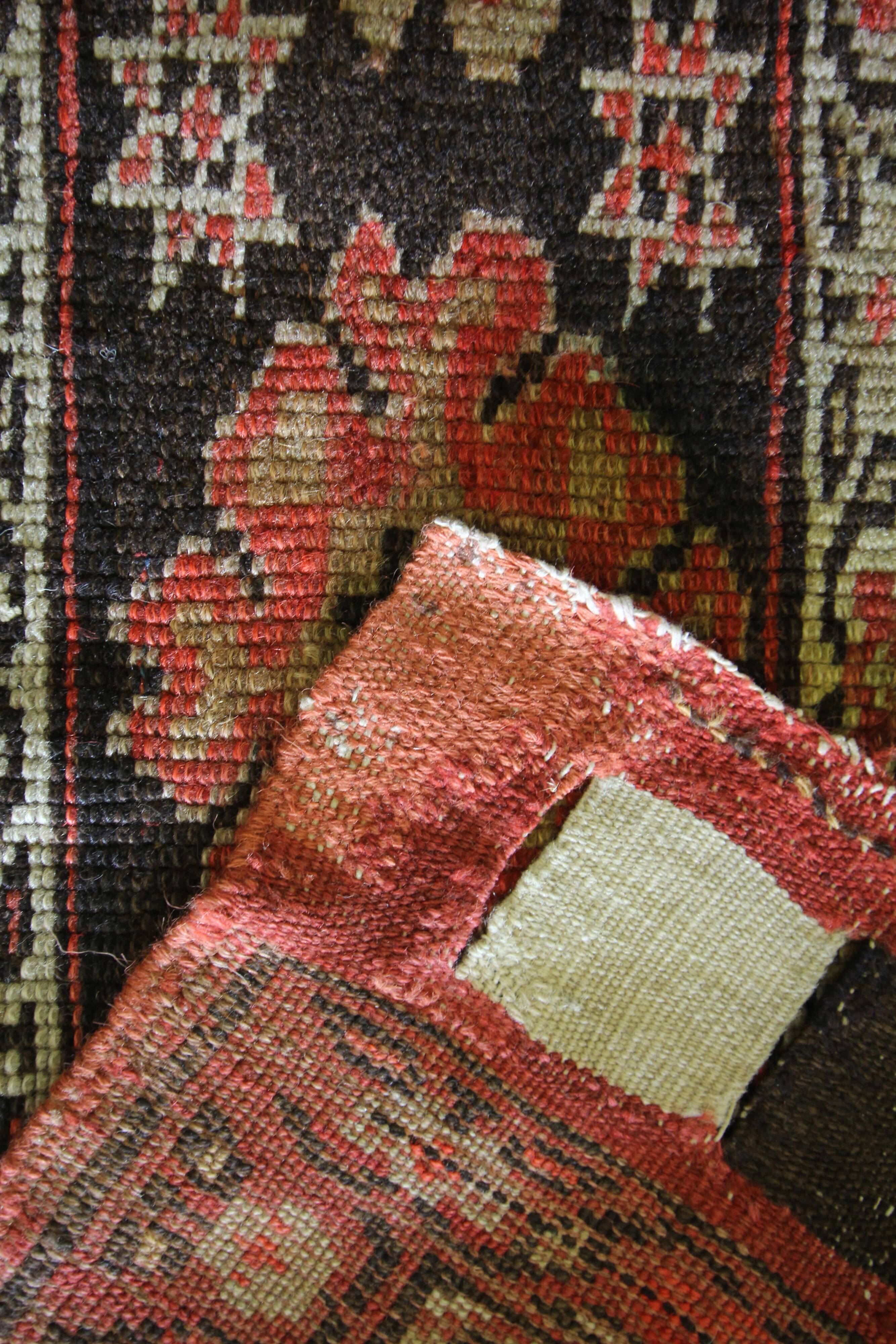 Collectible Antique Persian Shahsavan Moghan Area Rug- 44x94cm