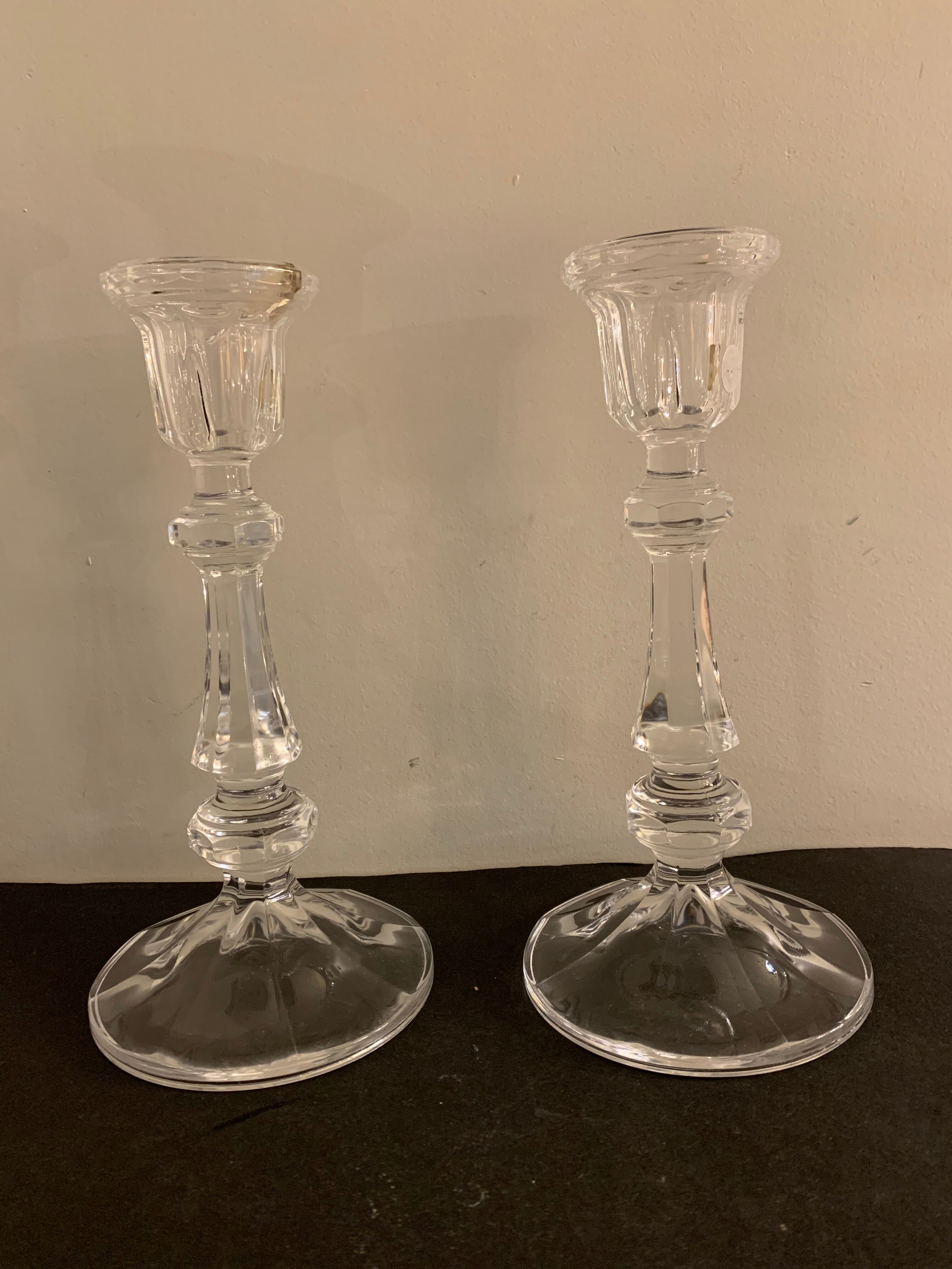 Pair of Arques crystal candlesticks