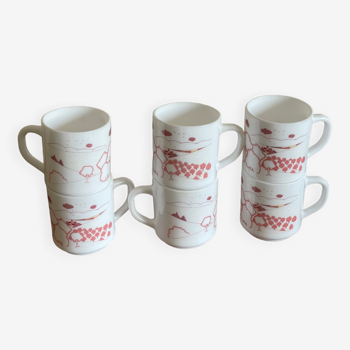 6 mugs Arcopal décor naïf
