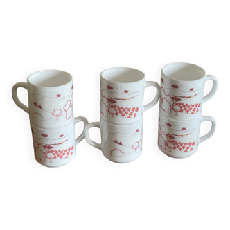 6 mugs Arcopal décor naïf