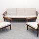 Scandinavian living room (3-seater sofa and 2 armchairs) in teak circa 1950