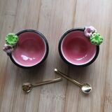 Vintage Keramos Sèvres salt cellars in their case