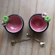Vintage Keramos Sèvres salt cellars in their case