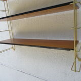 Wall shelf String brass and wood