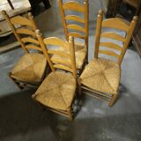 Set of 4 low straw chairs circa 1940