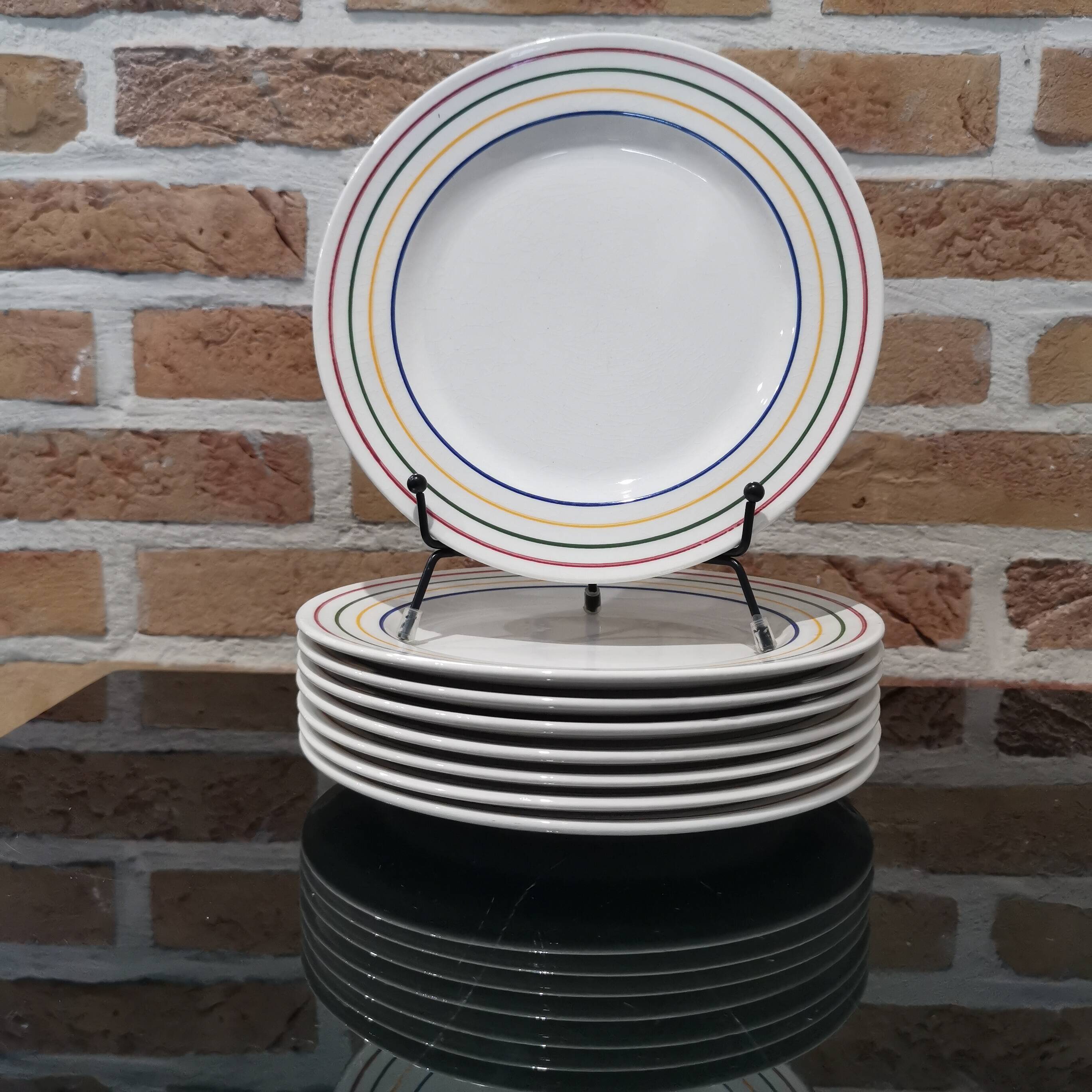 Série de 8 assiettes  à dessert Primula faïencerie italienne San Marciano Ceramiche