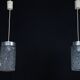 Pair of Italian Pendant Lights in Glass and Polished Aluminum, 1970s