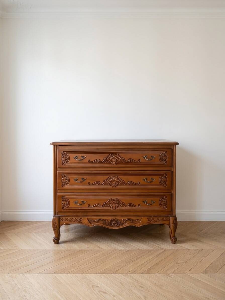 Louis XV style wooden chest of drawers with 3 drawers