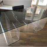 Large “Wire” Executive Desk by Terrence Conran - chrome and smoked glass - modular into a Coffee Table
