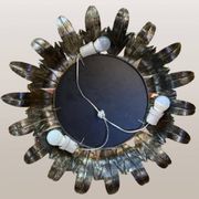 Miroir mural rond Mid-Century en fer forgé en forme de soleil, années 50
