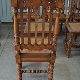 Set of 8 tanned chairs.