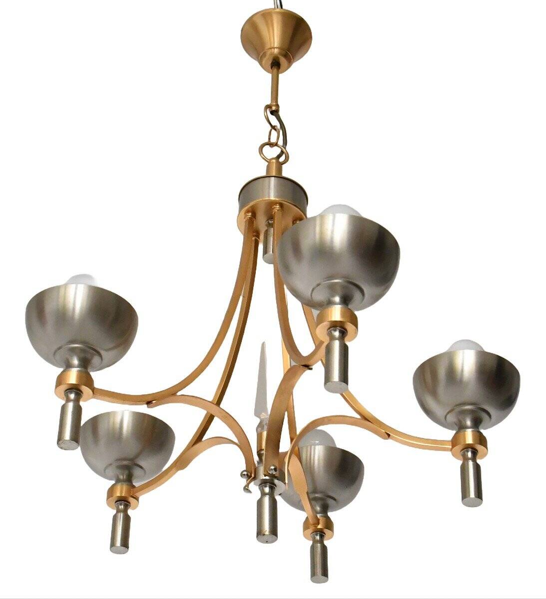 Vintage chandelier in gold and silver metal