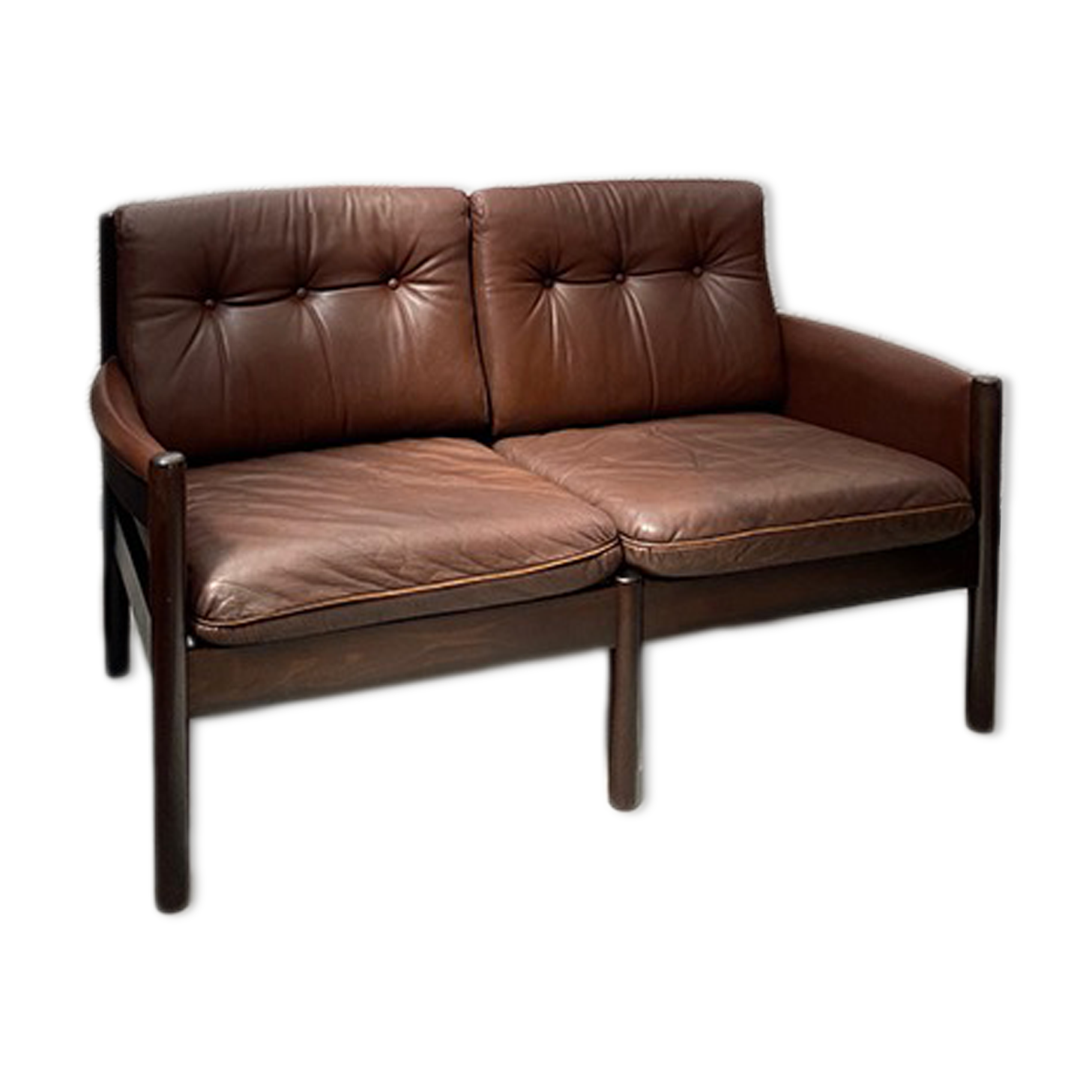 Scandinavian bench in chocolate leather