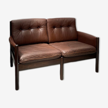Scandinavian bench in chocolate leather