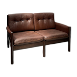 Scandinavian bench in chocolate leather