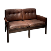 Scandinavian bench in chocolate leather