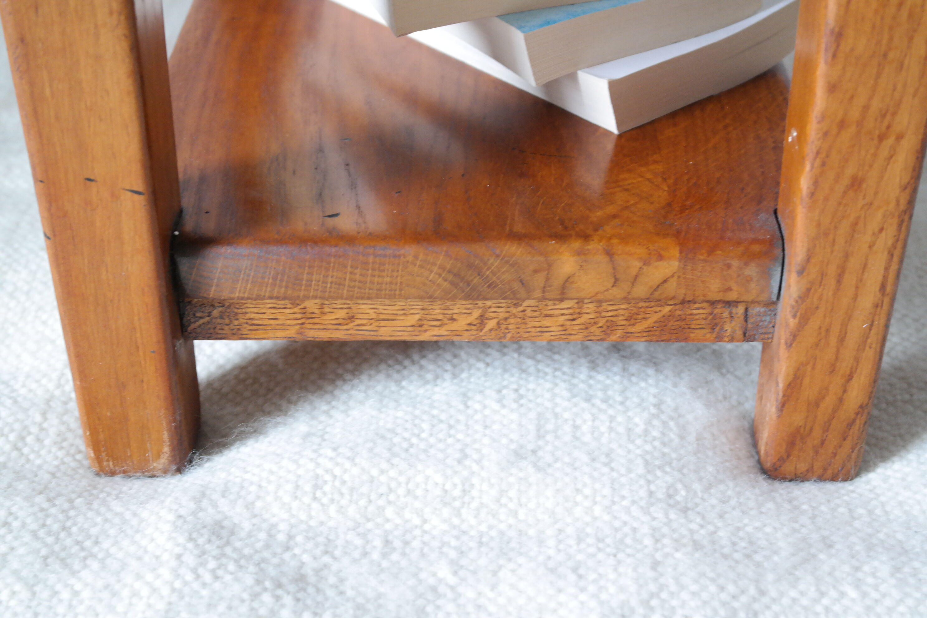 Vintage solid oak bedside