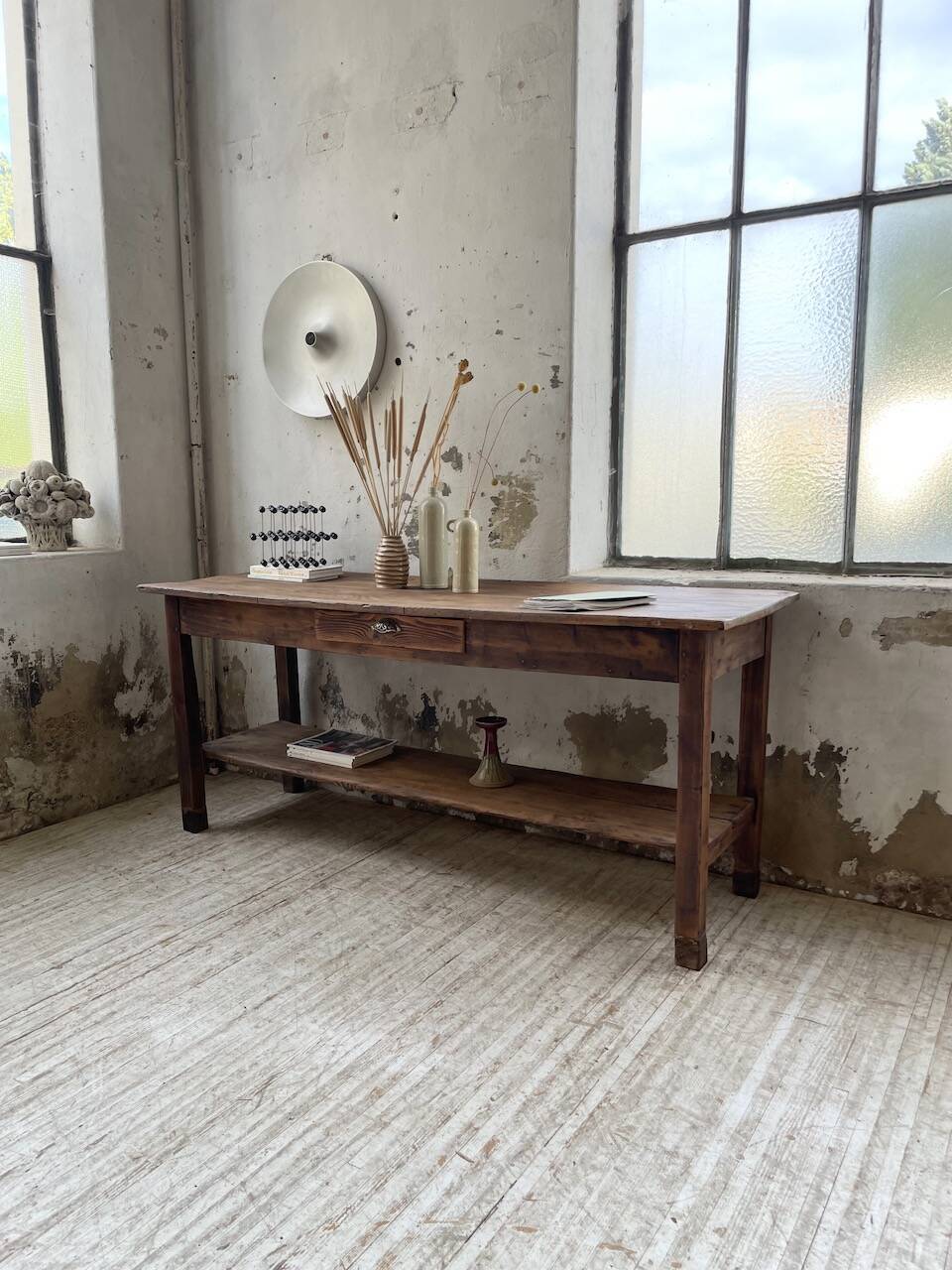 Drapery console table in pine