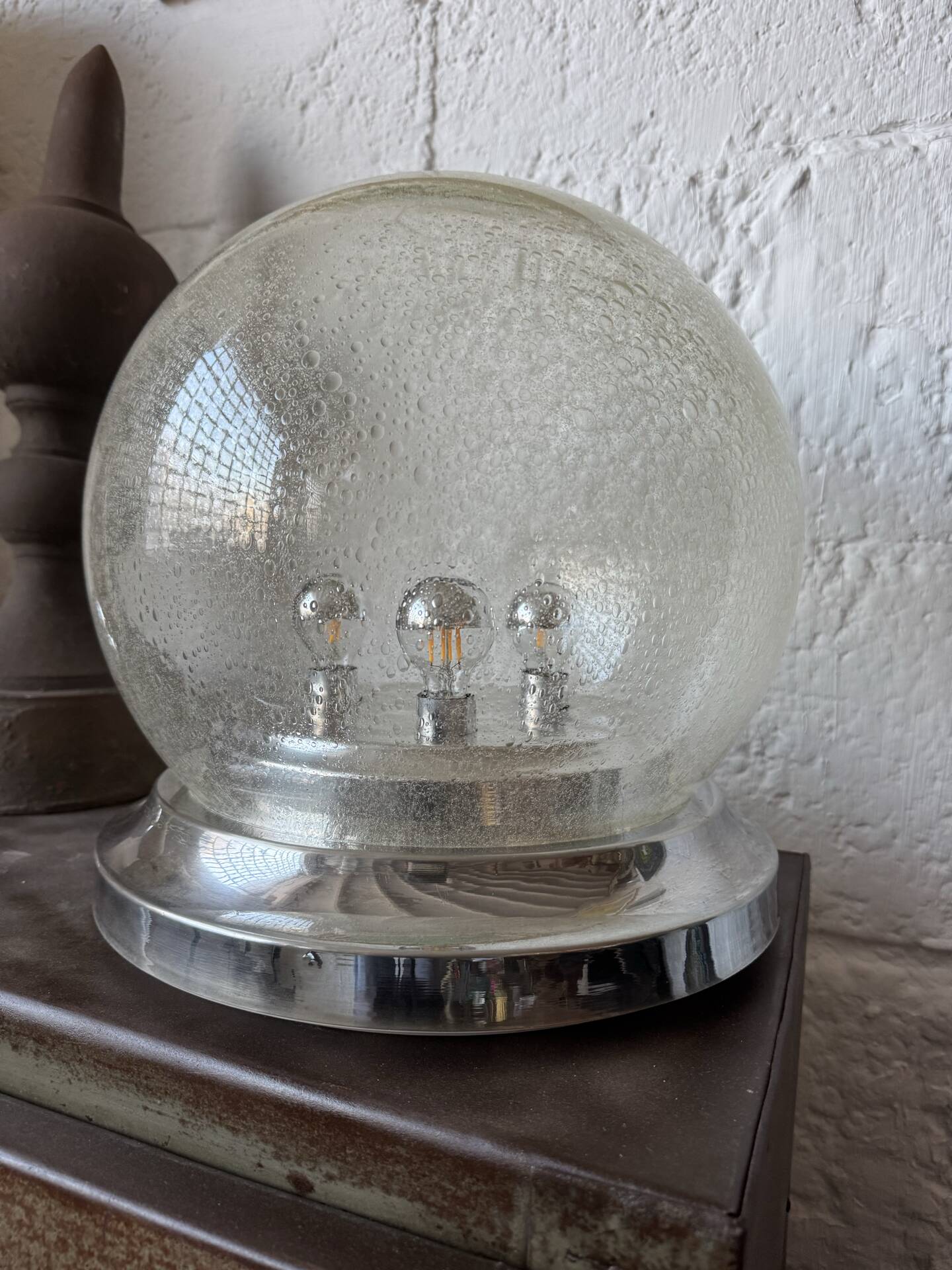 Lampe de table verre bullé Space Age années 70