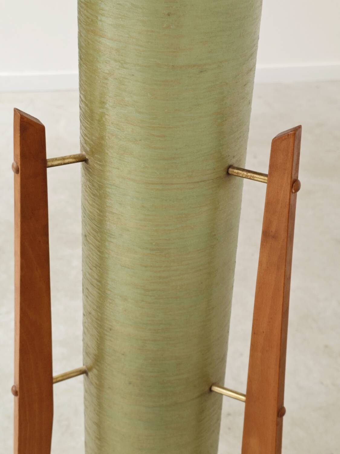 Rocket green floor lamp by Novoplast fiber and wood 1960
