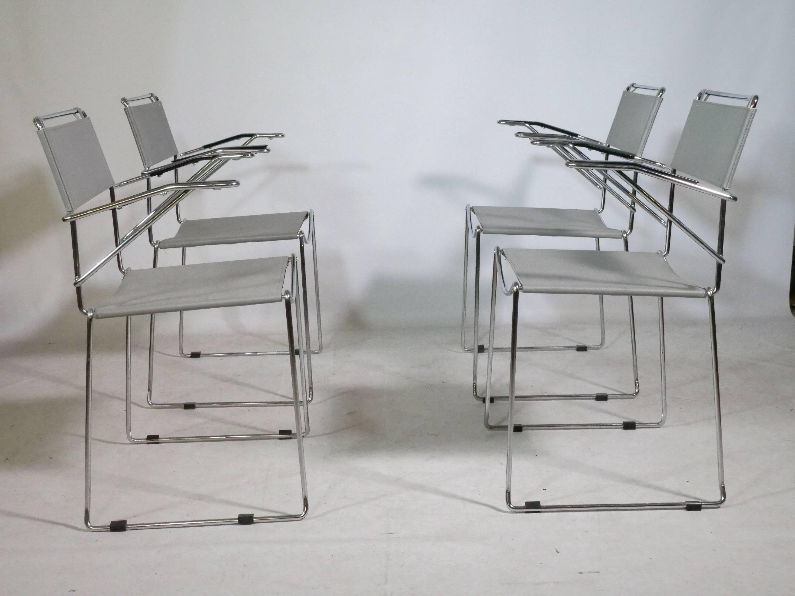 Mid-Century Design Chrome and Leather Chairs from Italy, Set of 4, 1970s