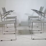 Mid-Century Design Chrome and Leather Chairs from Italy, Set of 4, 1970s