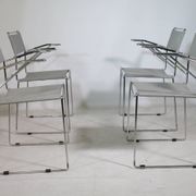 Mid-Century Design Chrome and Leather Chairs from Italy, Set of 4, 1970s