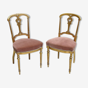 Pair of Golden Wood Chairs Napoleon III Era - Part 2 of the 19th century
