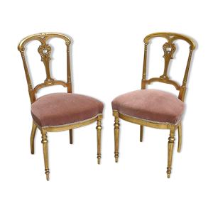 Paire de Chaises en Bois Doré